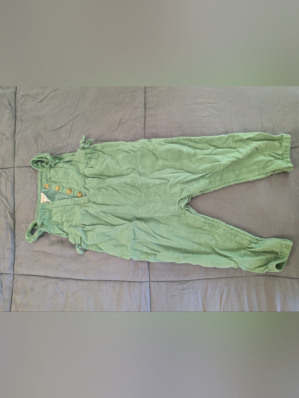 Cat & Jack Green Textured Gauze Embroidered Romper Jumpsuit 18 Months Toddler